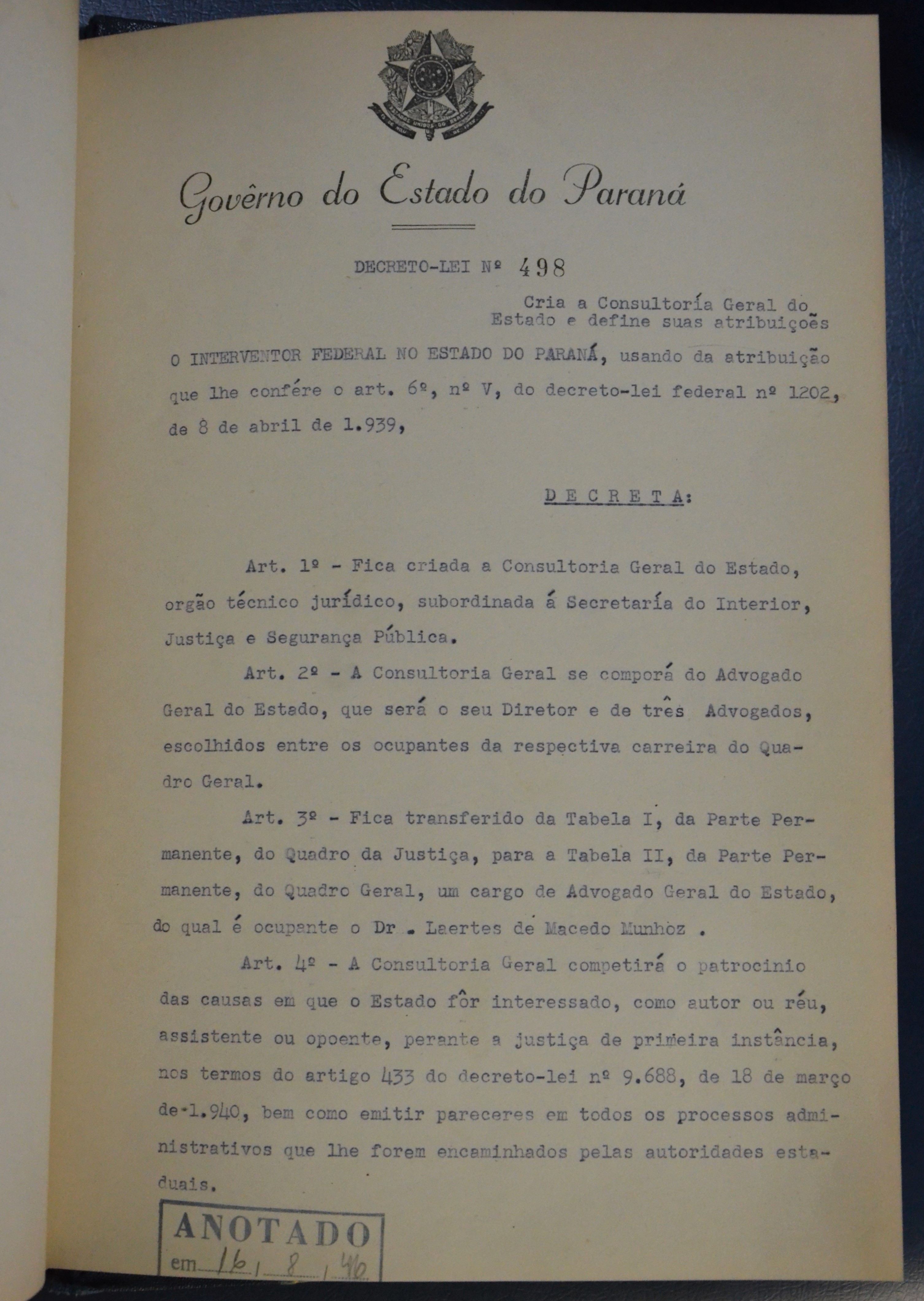 Decreto Lei 498/1946