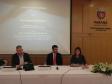 O professor Gustavo Justino de Oliveira falou sobre Mitos da Arbitragem com o Poder Público. À mesa com Paulo Sérgio Rosso, procurador-geral, e Leila Cuéllar, coordenadora de Estudos Jurídicos 