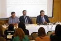 Coletiva Instituto Ambiental do Paraná (IAP) para esclarecimentos sobre o eixo modal de Paranaguá e licenciamentos ambientais na região. Participaram da coletiva o presidente do IAP, Luiz Tarcísio Mossato Pinto; o diretor-presidente da Administração dos Portos de Paranaguá e Antonina ( APPA), Luiz Henrique Dividino; e o procurador geral do Estado, Paulo Sérgio Rosso.