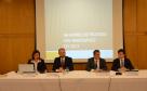 Coordenadora de Estudos Jurídicos da PGE, Leila Cuéllar, palestrante Vicente de Paula Ataide Junior, procurador geral Ubirajara Ayres Gasparin, e coordenador da Mesa, procurador Roberto Benghi Del Claro