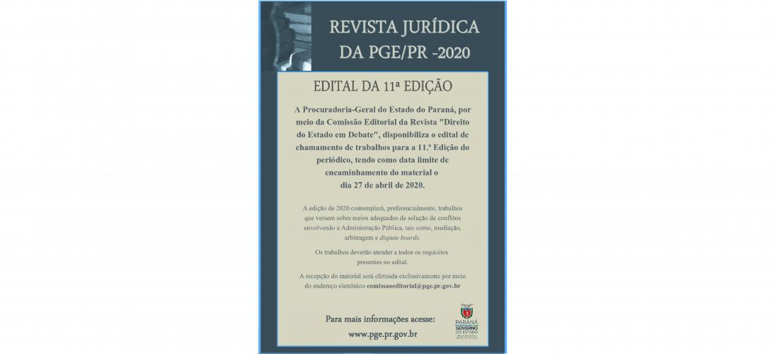 Cartaz do edital da Revista PGE 2020