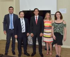 Diretor-geral Brúalio Cesco Fleury, Procurador-geral Sandro Kozikoski, novo Procurador Everson da Silva Biazon, futura Procuradora-geral Letícia Ferreira da Silva e a Chefe de Gabinete Paula Schmitz de Schmitz