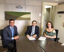 Diretor-geral Bráulio Cesco Fleury, Procurador-Geral Sandro Kozikoski e a Chefe de Gabinete Paula Schmitz de Schmitz