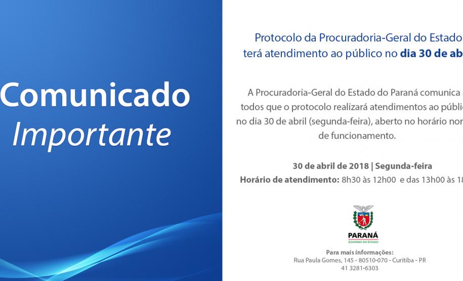 Protocolo da Procuradoria-Geral do Estado terá atendimento ao público