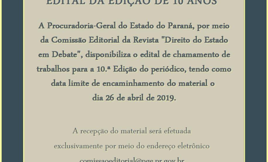 Cartaz do edital da revista PGE 2019 Cartaz do edital da revista PGE 2019